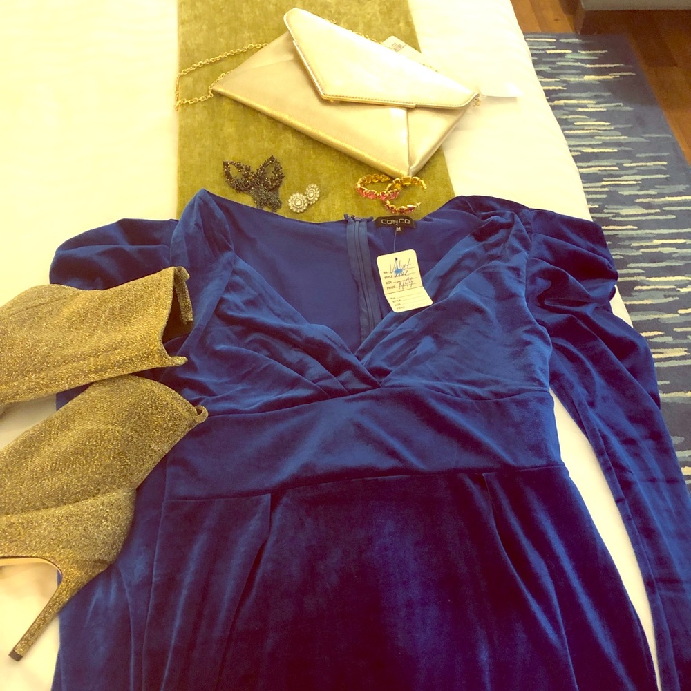 Cobalt Blue Fitted Dress w/Exaggerated sleeves